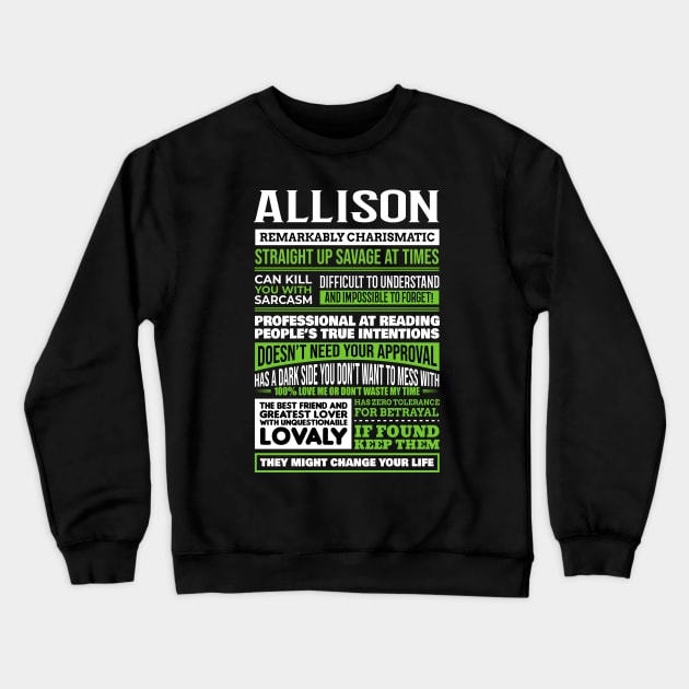 Allison Crewneck Sweatshirt by GrimdraksJokes